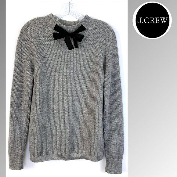 J. Crew Gayle Tie Neck Wool Blend Sweater Sz M - Picture 1 of 16